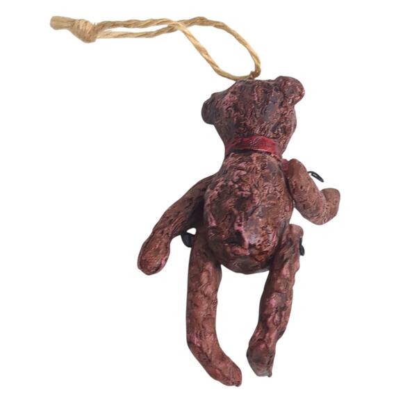 Lot of 3 VTG Brown Teddy Bear Articulated Moveable Joints Christmas Ornament - Picture 3 of 7